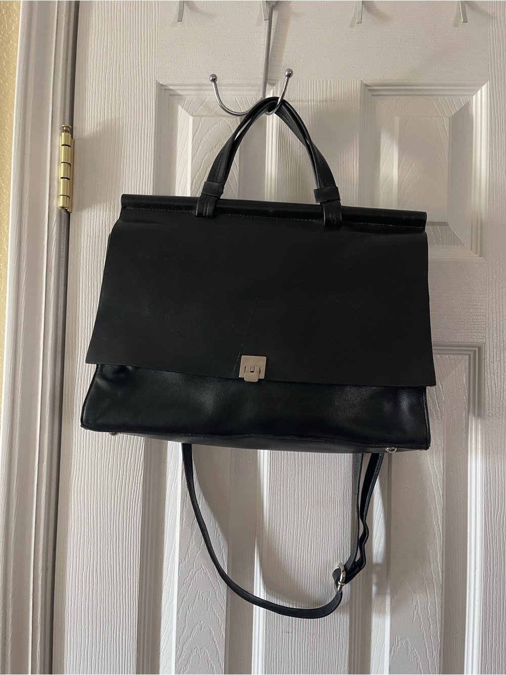 Black UNISEX Flap Top Briefcase-Style Bag-VINTAGE